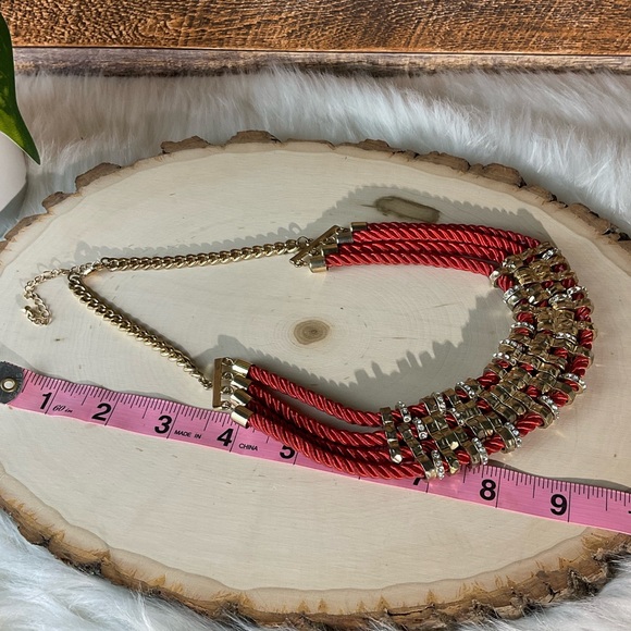 Red Roped Statement Necklace - Picture 5 of 5
